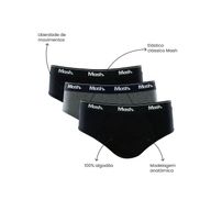 Kit 3 Cuecas Mash Slip - Cinza Escuro