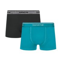 Cueca Boxer Infantil Selene Algodão Preto/Verde - Kit 2 unidades