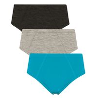 Cueca Slip Infantil Selene Algodão Preto/Cinza/Azul - Kit 3 unidades