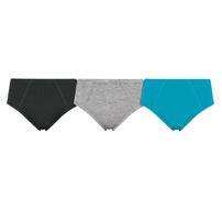 Cueca Slip Infantil Selene Algodão Preto/Cinza/Azul - Kit 3 unidades