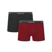 Cueca Boxer Selene Algodão Preto/Vermelho - Kit 2 unidades