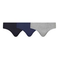 Cueca Slip Selene Algodão Preto/Cinza/Azul - Kit 3 unidades