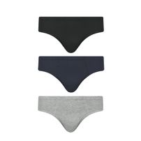 Cueca Slip Selene Algodão Preto/Cinza/Azul - Kit 3 unidades