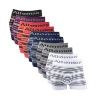 Kit 10 Unidades Altomax Boxer Microfibra Listrada Sem Costura Sortido