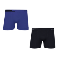 Cueca Boxer Lupo Microfibra Sem Costura 436 Azul/Preto Kit 2 Unidades