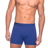 Cueca Boxer Lupo Microfibra Sem Costura 436 Azul/Preto Kit 2 Unidades