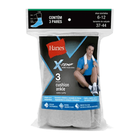 Kit 3 Pares Meias Hanes Cano Curto Algodão Esportiva 5186 Cinza 37/44