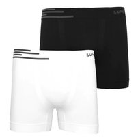 Kit 2 Cuecas Boxer Lupo Microfibra Sem Costura 436 Branco/Preto