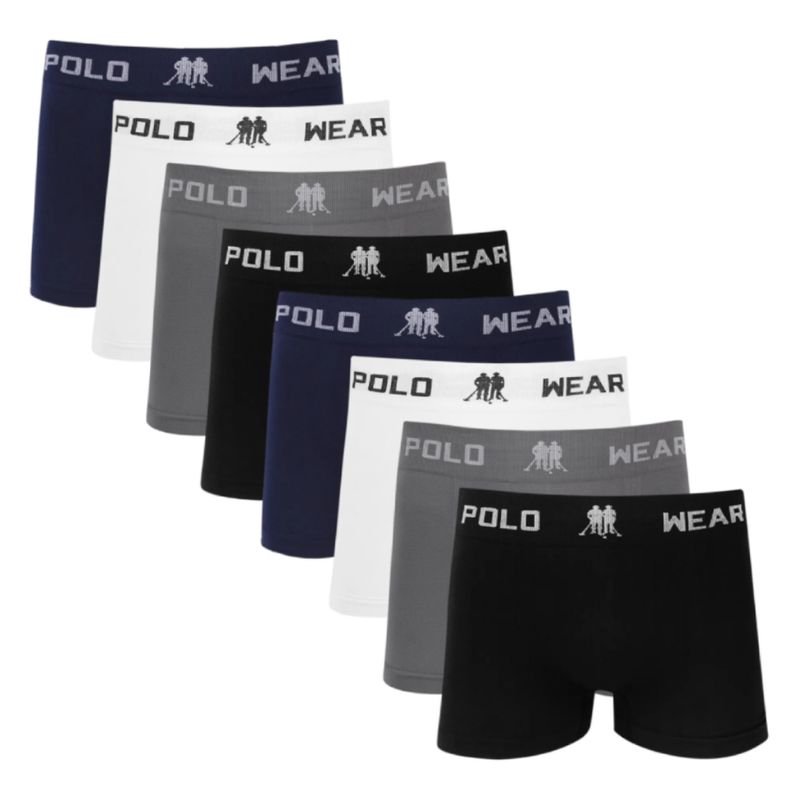 Kit 8 Cuecas Boxer Polo Wear Microfibra Sortido