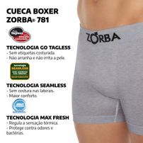 Kit 10 Cuecas Boxer Zorba Algodão Sem Costura 781 Sortido