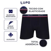 Kit 6 Cuecas Boxer Lupo Algodão 523 Sortido