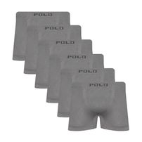 Kit 6 Cuecas Boxer Polo Star Microfibra Cinza