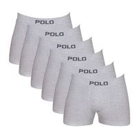 Kit 6 Cuecas Boxer Polo Star Algodão Cinza