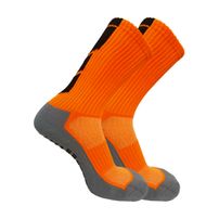 Meião Esportivo Antiderrapante Cano Alto Laranja Fluorescente Un