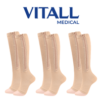 Kit 3 Pares de Meia 3/4 Sem Ponteira Vitall Medical Média Compressão 1871 Bege