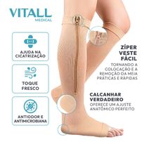 Kit 2 Pares de Meia 3/4 Sem Ponteira Vitall Medical Média Compressão 1871 Bege