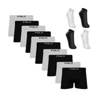 Kit 10 Cuecas Boxer Polo Star Microfibra Sortida + 4 Pares Meias  UP Cano Curto