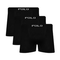 Kit 3 Cuecas Boxer Polo Star Microfibra Preto