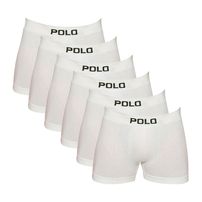 Kit 6 Cuecas Boxer Polo Star Algodão Branco