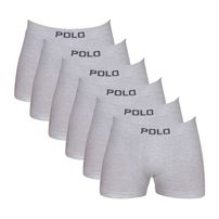 Kit 6 Cuecas Boxer Polo Star Algodão Cinza