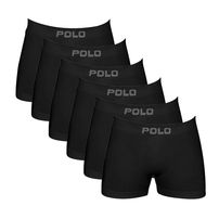 Kit 6 Cuecas Boxer Polo Star Algodão Preto