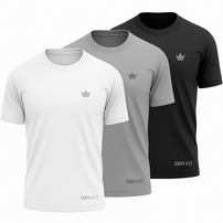 Kit 3 Camisetas Dry Fit Rei do Esporte Masculina Academia Treino  Sortido 1