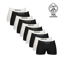 Kit 10 Cuecas Boxer Polo Star Algodão Branco e Preto