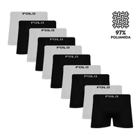 Kit 10 Cuecas Boxer Polo Star Microfibra Branco e Preto
