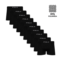 Kit 10 Cuecas Boxer Polo Star Microfibra Preta