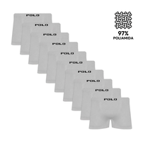 Kit 10 Cuecas Boxer Polo Star Microfibra Branca