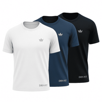Kit 3 Camisetas Dry Fit Rei do Esporte Masculina Academia Treino  Azul Branco e Preto